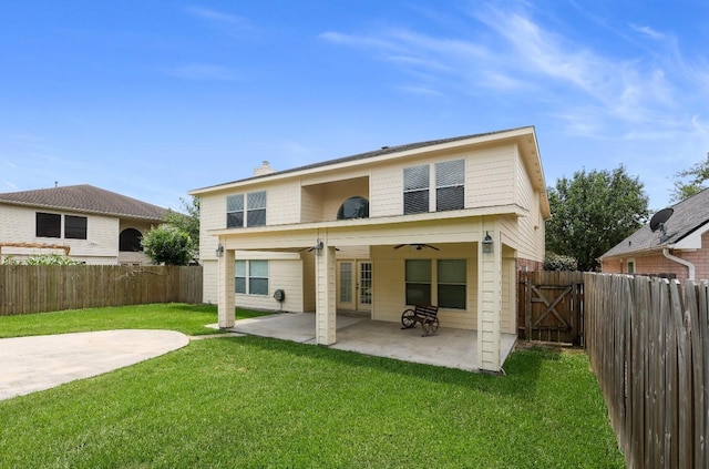 18222 Winding Timbers Ln, Humble, TX 77346 - rear view of house with a patio, ceiling fan, and french doors