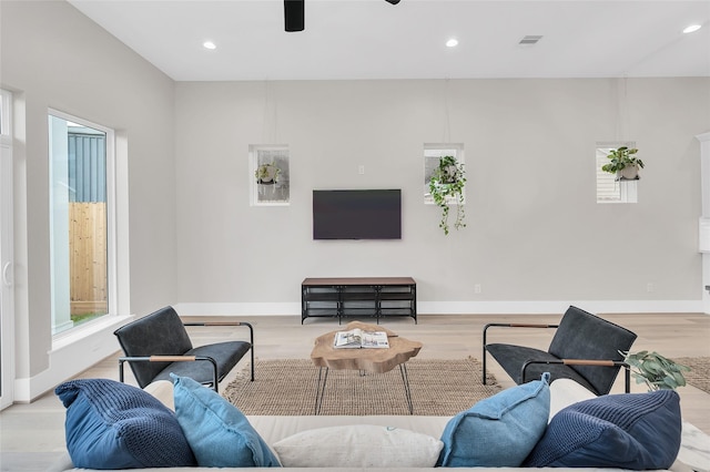407 Sikes St, Houston, TX 77018 - living area with a ceiling fan, wood finished floors, and recessed lighting