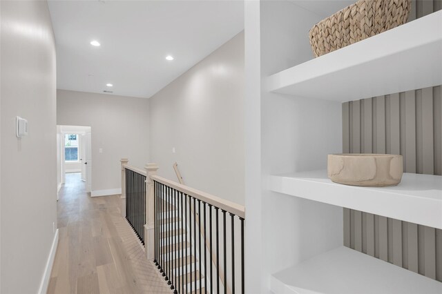 407 Sikes St, Houston, TX 77018 - hallway featuring wood finished floors, baseboards, and recessed lighting