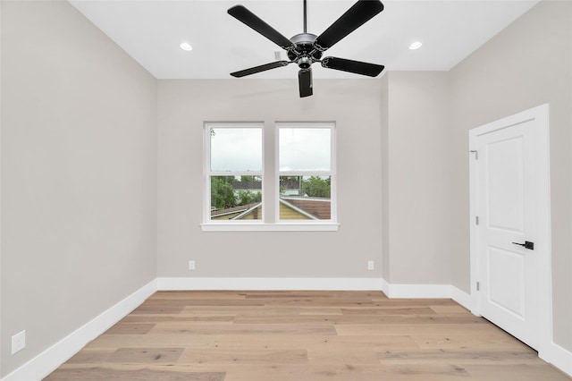 407 Sikes St, Houston, TX 77018 - unfurnished room with light wood-style flooring, recessed lighting, and a ceiling fan