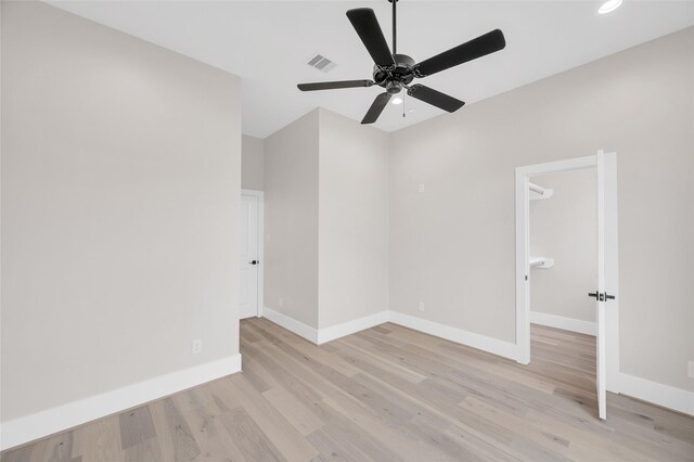 407 Sikes St, Houston, TX 77018 - spare room with baseboards, light wood-style floors, ceiling fan, and recessed lighting