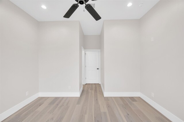 407 Sikes St, Houston, TX 77018 - spare room featuring light wood-style floors, a ceiling fan, baseboards, and recessed lighting