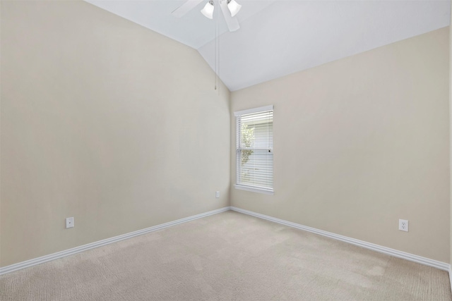 2918 Bright Sky Ct, Spring, TX 77386 - spare room with lofted ceiling, ceiling fan, light carpet, and baseboards