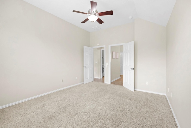2918 Bright Sky Ct, Spring, TX 77386 - unfurnished bedroom featuring light carpet, baseboards, ceiling fan, and high vaulted ceiling