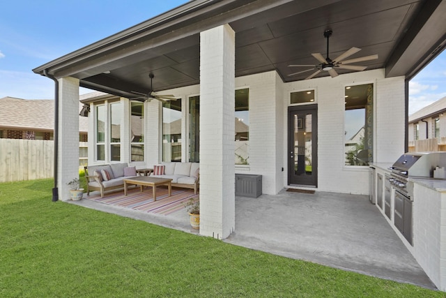 5118 Pomegranate Path, Manvel, TX 77578 - view of patio / terrace with a ceiling fan and outdoor lounge area