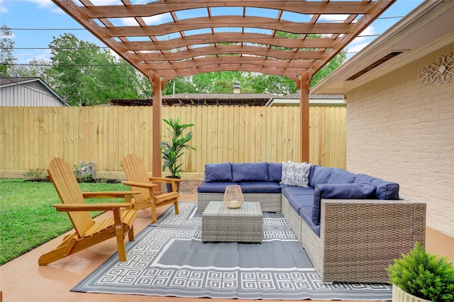 4414 Arnell Dr, Houston, TX 77018 - view of patio / terrace featuring an outdoor hangout area and a pergola