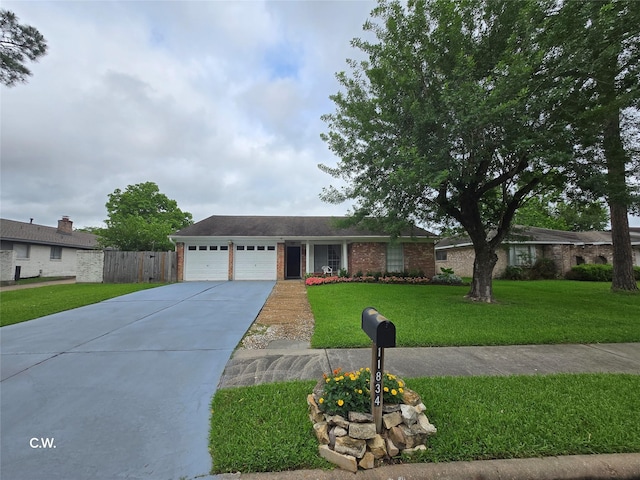 11834 Mulholland Dr, Meadows Place, TX 77477 - single story home with an attached garage, concrete driveway, and brick siding