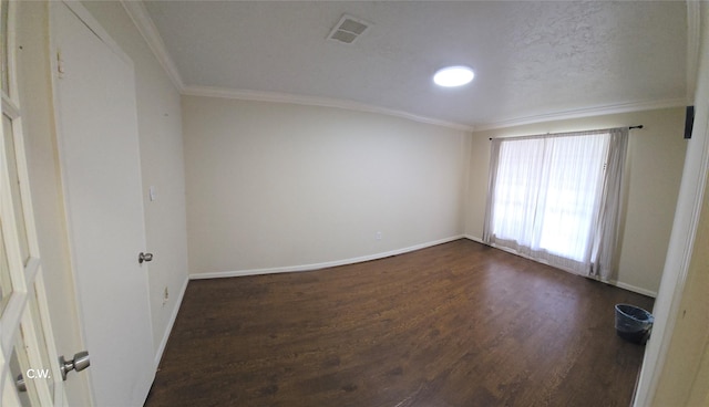 11834 Mulholland Dr, Meadows Place, TX 77477 - unfurnished room with ornamental molding, dark wood-type flooring, and baseboards