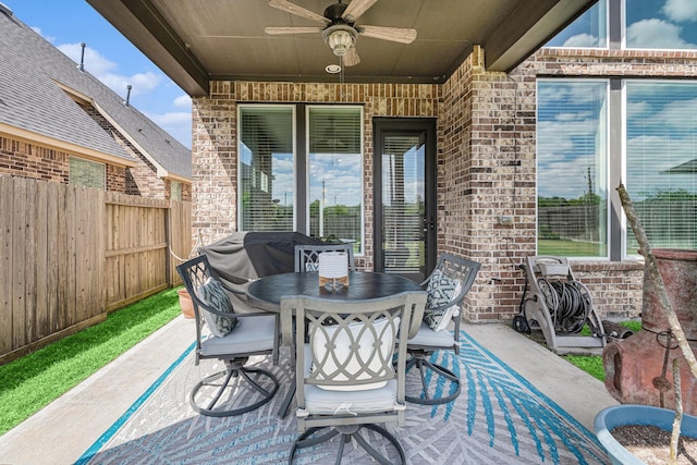 5711 Greenwood Colony Ct, Houston, TX 77059 - view of patio / terrace with ceiling fan, outdoor dining area, and grilling area