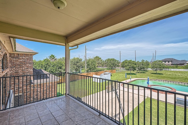 1102 Nautical Ln, Richmond, TX 77469 - balcony with view of pool area and a pool with connected hot tub