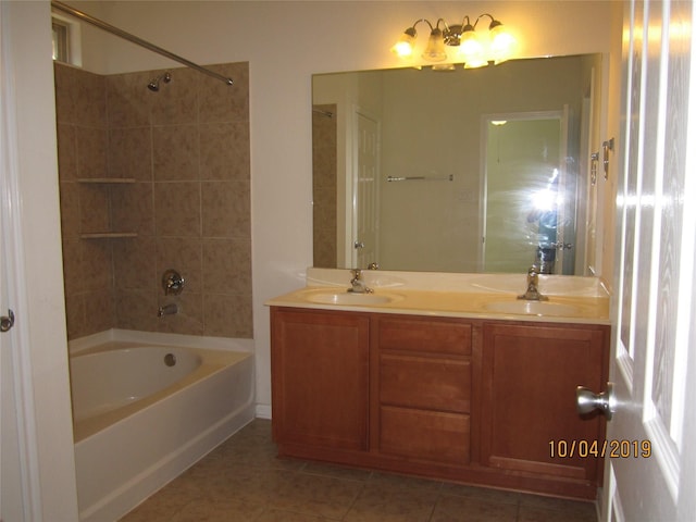 11030 Jacob Crossing Dr, Richmond, TX 77406 - bathroom featuring tile patterned floors, double vanity, and bathtub / shower combination