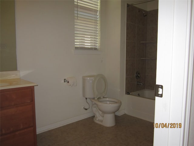 11030 Jacob Crossing Dr, Richmond, TX 77406 - bathroom with toilet, vanity, tile patterned flooring,  shower combination, and baseboards