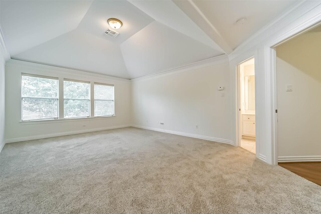 13331 Brentonwood Ln, Houston, TX 77077 - empty room featuring carpet, vaulted ceiling, and baseboards