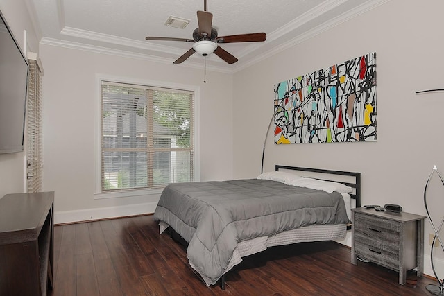 28107 Buena Way, Spring, TX 77386 - bedroom featuring crown molding, wood finished floors, baseboards, and ceiling fan
