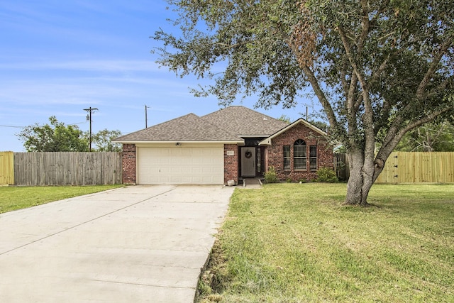 19198 County Road 669e, Alvin, TX 77511 - view of front facade with a garage, brick siding, concrete driveway, and roof with shingles