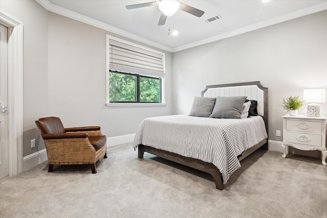 5202 Carew St, Houston, TX 77096 - carpeted bedroom featuring ornamental molding, baseboards, a ceiling fan, and recessed lighting