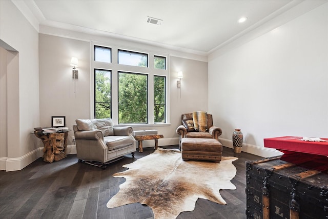 5202 Carew St, Houston, TX 77096 - living area with wood-type flooring, ornamental molding, baseboards, and recessed lighting