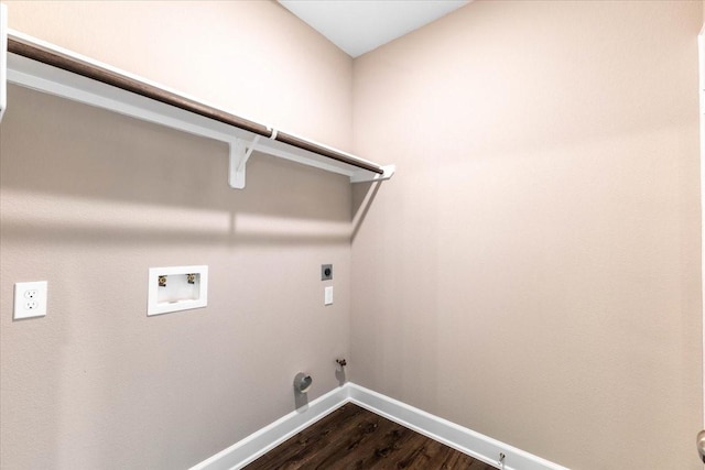 6514 Arabella, Houston, TX 77091 - washroom featuring gas dryer hookup, hookup for a washing machine, baseboards, hookup for an electric dryer, and dark wood-style flooring