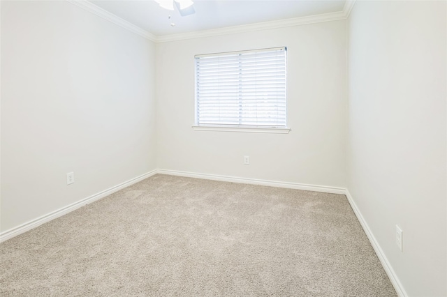 12023 Thornburg Ln, Houston, TX 77067 - carpeted empty room featuring crown molding, baseboards, and a ceiling fan