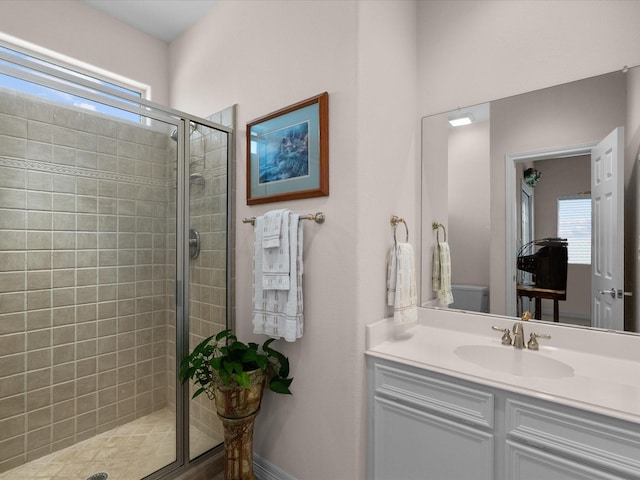 502 Westerly Dr, Tiki Island, TX 77554 - bathroom with a stall shower and vanity