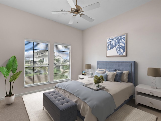 502 Westerly Dr, Tiki Island, TX 77554 - bedroom featuring carpet, baseboards, and ceiling fan