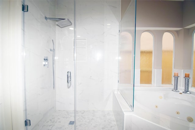5810 Brook Bend Dr, Sugar Land, TX 77479 - full bath featuring a marble finish shower and a whirlpool tub