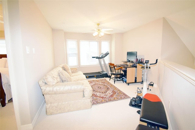5810 Brook Bend Dr, Sugar Land, TX 77479 - workout area featuring ceiling fan and carpet flooring