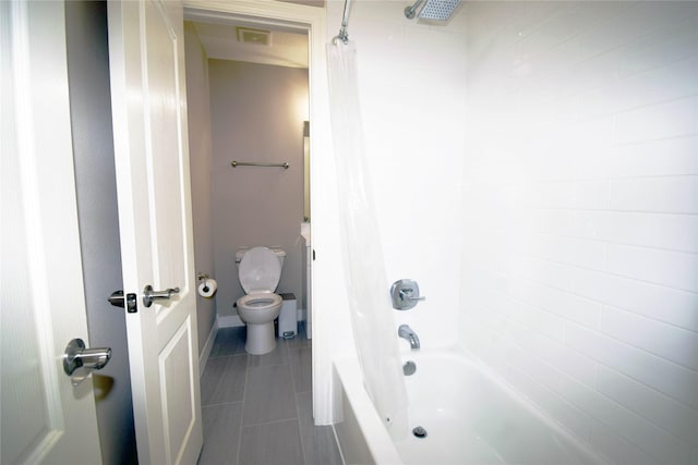 5810 Brook Bend Dr, Sugar Land, TX 77479 - bathroom with shower / tub combo and tile patterned floors