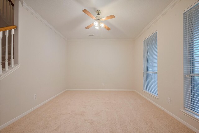 2938 Intrepid Elm St, Houston, TX 77084 - carpeted empty room with ceiling fan, ornamental molding, and baseboards