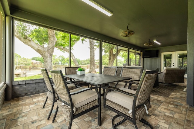 307 County Road 416, Brazoria, TX 77422 - sunroom / solarium featuring french doors and outdoor dining area