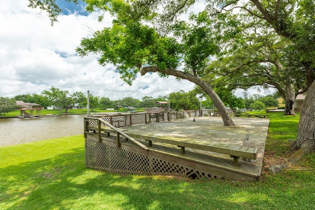 307 County Road 416, Brazoria, TX 77422 - surrounding community with a lawn and a deck with water view