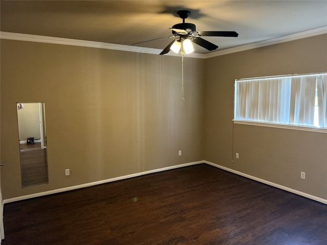 87 April Point Dr S, Conroe, TX 77356 - unfurnished room featuring ceiling fan, dark wood finished floors, crown molding, and baseboards