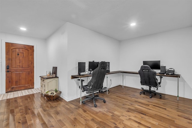 1710 Hill Top Ln, Houston, TX 77339 - office area featuring wood finished floors, recessed lighting, and baseboards