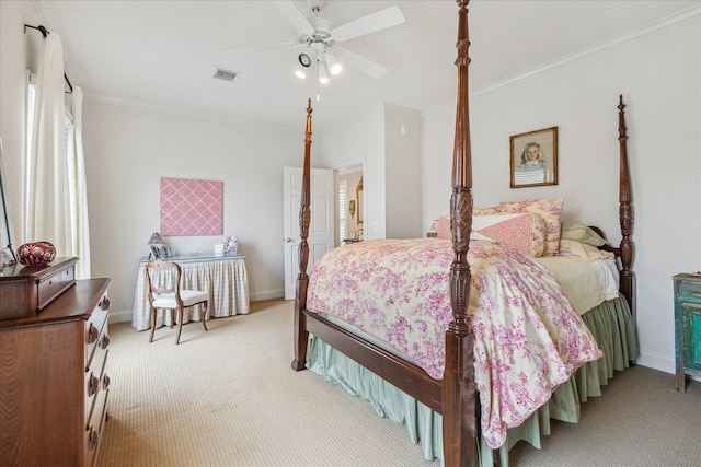 1216 Potomac Dr, Houston, TX 77057 - bedroom with carpet flooring, ornamental molding, baseboards, and ceiling fan