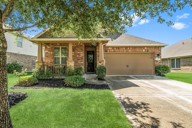 8202 Lockridge Terrace Ln, Cypress, TX 77433 - view of front of home featuring brick siding, an attached garage, a front lawn, and concrete driveway
