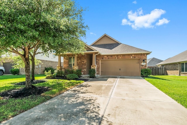 8202 Lockridge Terrace Ln, Cypress, TX 77433 - single story home featuring brick siding, an attached garage, driveway, a porch, and roof with shingles