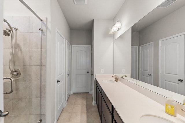 8202 Lockridge Terrace Ln, Cypress, TX 77433 - full bath with a stall shower, double vanity, and tile patterned flooring