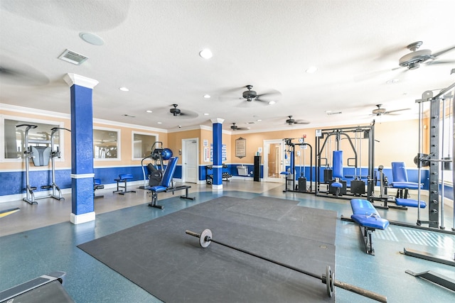 1711 Old Spanish Trl Unit 330, Houston, TX 77054 - workout area featuring baseboards, recessed lighting, and ceiling fan