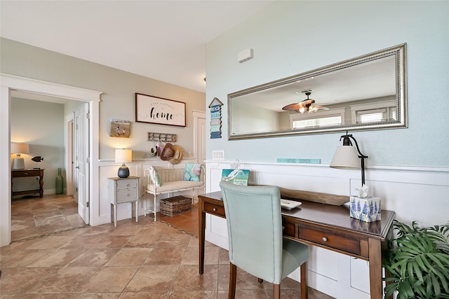 27020 Estuary Dr Unit 302, Galveston, TX 77554 - office space with a ceiling fan and stone finish floors