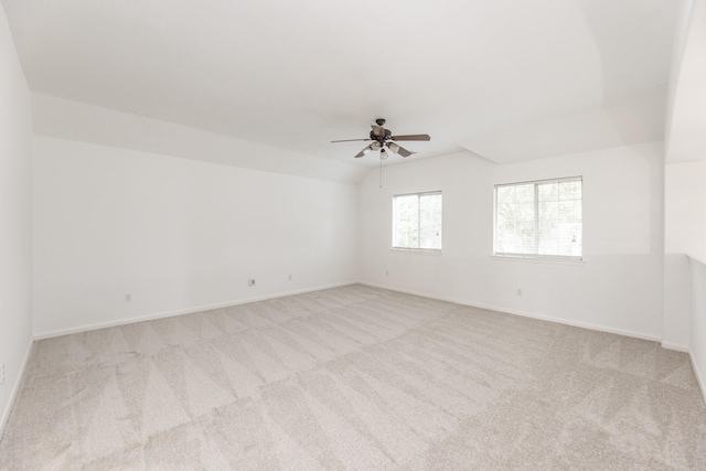 3604 Dogwood Blossom Ct, Pearland, TX 77581 - empty room with a ceiling fan, carpet floors, baseboards, and vaulted ceiling