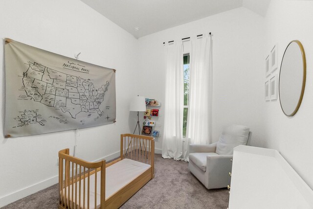 17460 Chestnut Cove Dr, Conroe, TX 77302 - carpeted bedroom with baseboards and lofted ceiling