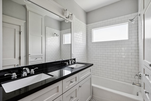 1409 Tulane St, Houston, TX 77008 - bathroom featuring bathing tub / shower combination and double vanity