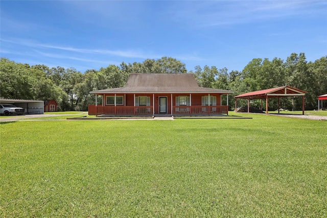 517 Hillebrandt, Beaumont, TX 77705 - farmhouse-style home featuring a gazebo, a detached carport, covered porch, and a front lawn