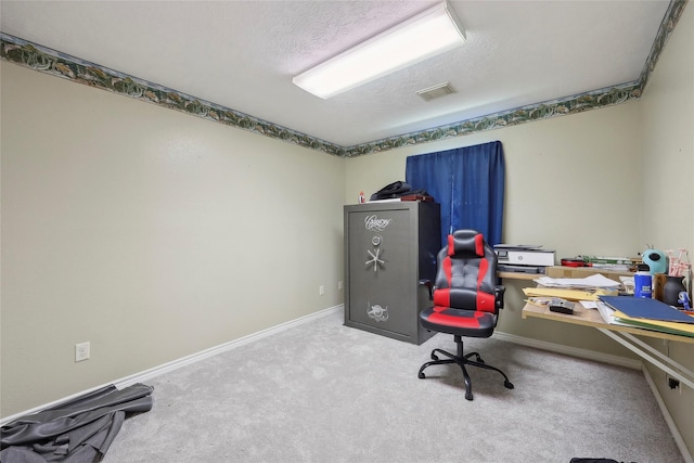 517 Hillebrandt, Beaumont, TX 77705 - carpeted office space with baseboards and a textured ceiling