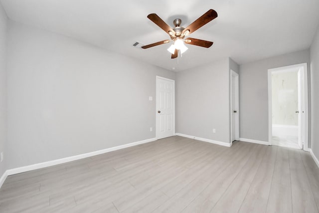 3030 Dacca Dr, Houston, TX 77051 - empty room with baseboards, light wood-style flooring, and ceiling fan