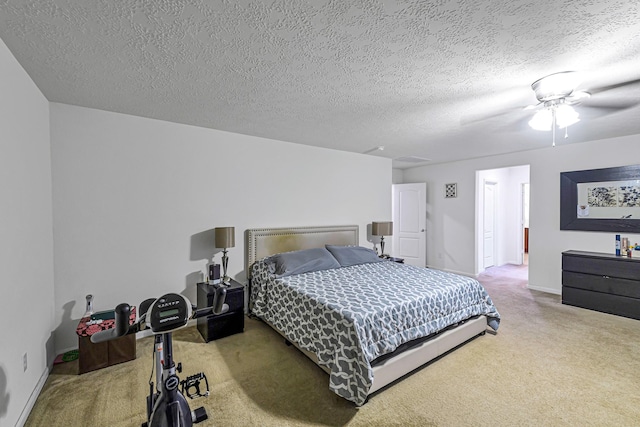 28614 Cabrera Hill Ln, Katy, TX 77494 - bedroom featuring carpet flooring, baseboards, ceiling fan, and a textured ceiling