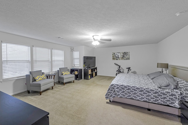 28614 Cabrera Hill Ln, Katy, TX 77494 - bedroom with carpet flooring, a textured ceiling, and ceiling fan
