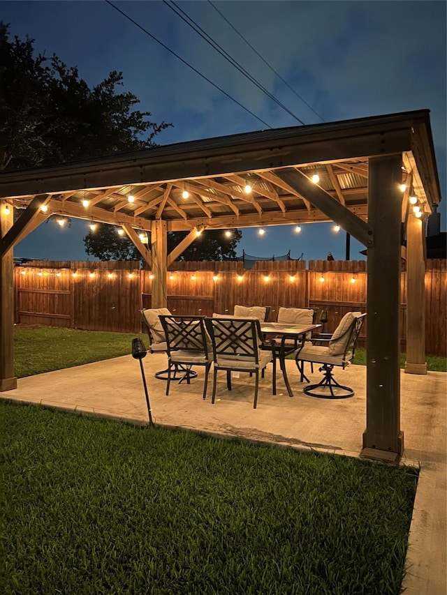 28614 Cabrera Hill Ln, Katy, TX 77494 - patio at night with a gazebo and a patio area