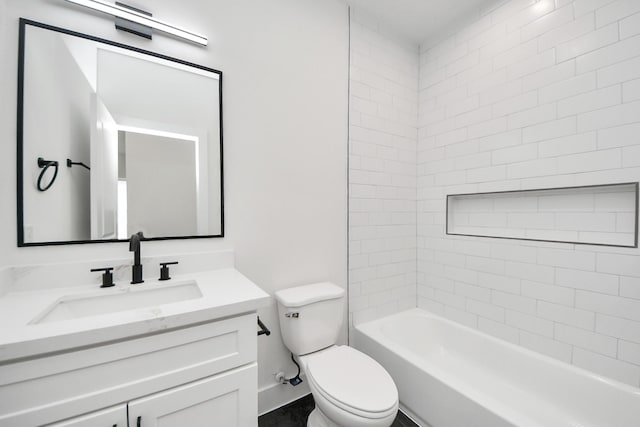 4602 Bristol St, Houston, TX 77009 - bathroom with vanity, toilet, washtub / shower combination, and baseboards