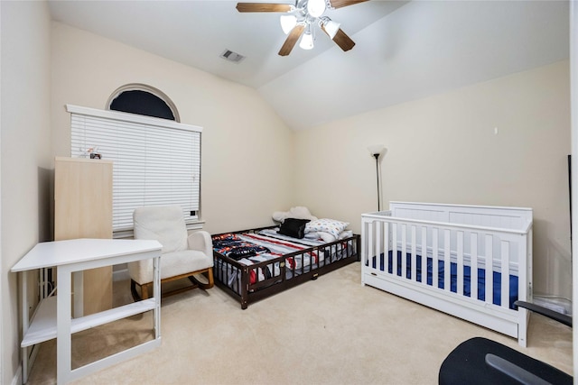 5142 Oasis Park, Houston, TX 77021 - carpeted bedroom with lofted ceiling and ceiling fan